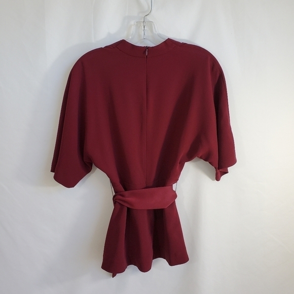 Trina Turk Unidos Tie-Waist Wrap Top, Pinot Noir - Picture 5 of 5